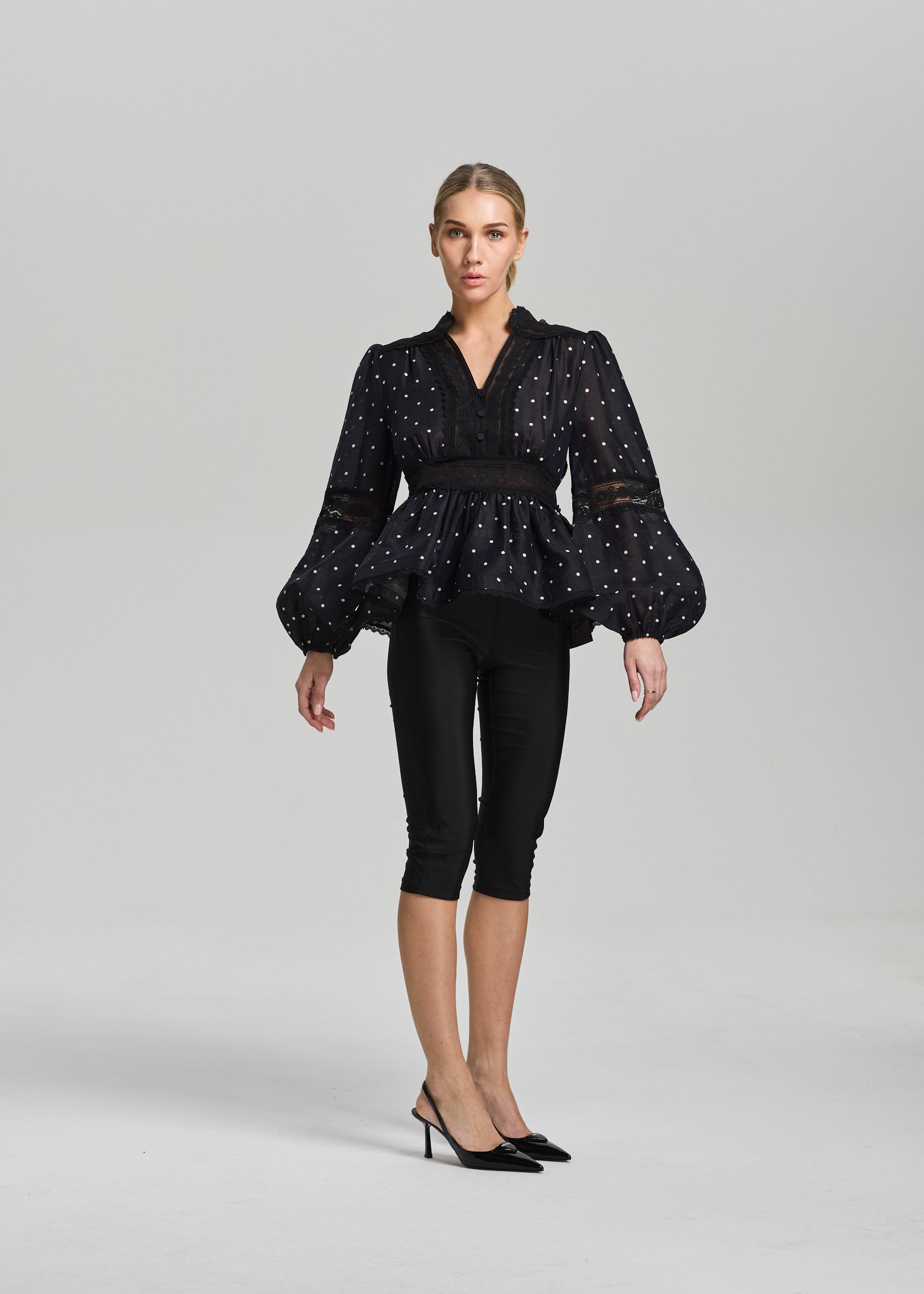 RAVNRAVN Aliah Dot Blouse Blouse Black Ivory Dots