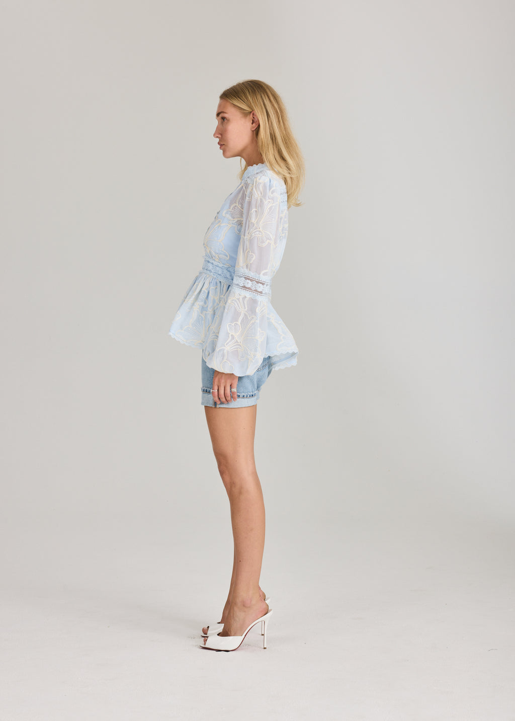 RAVNRAVN Aliah Needle Blouse Blouse Arctic Blue