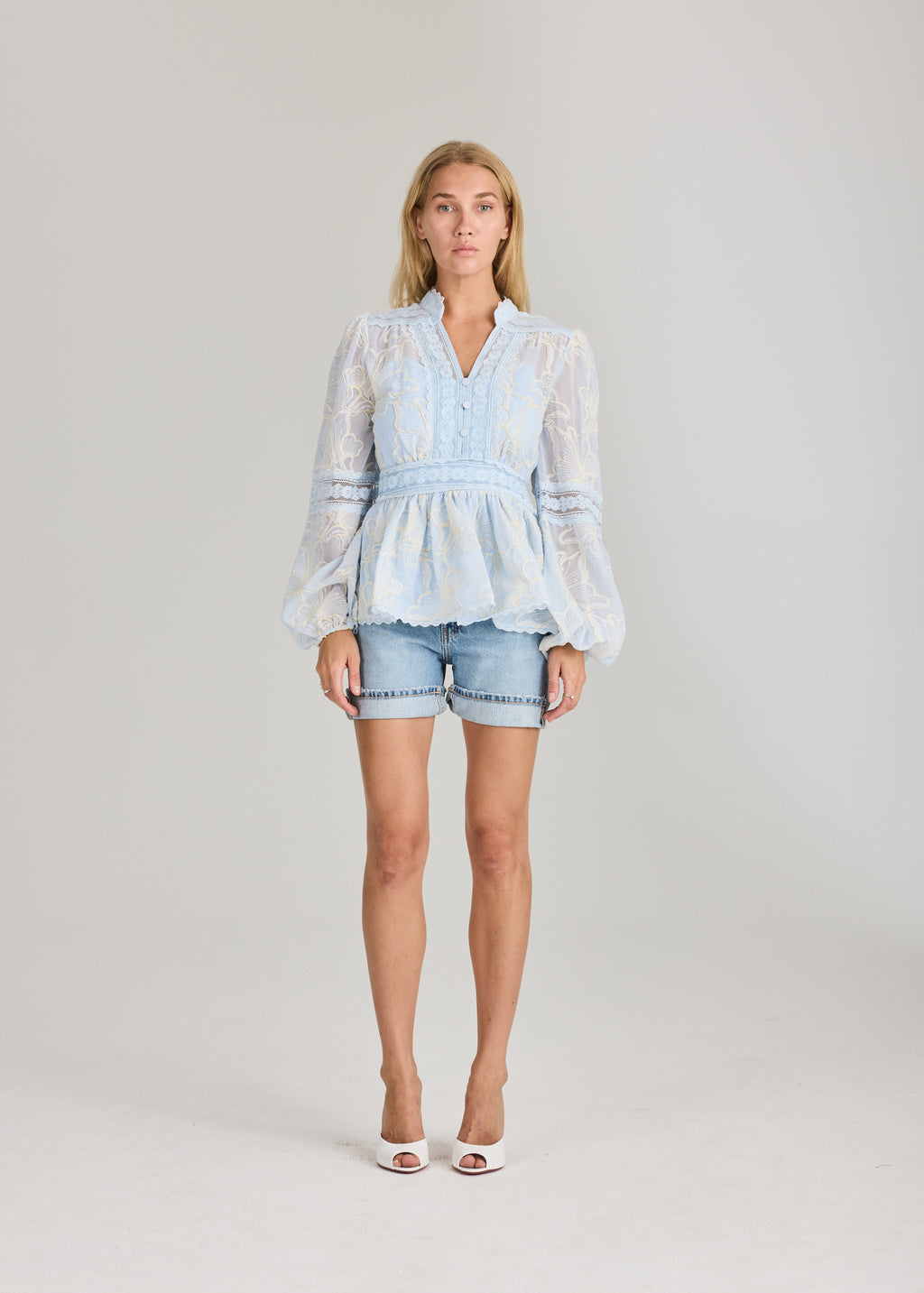 RAVNRAVN Aliah Needle Blouse Blouse Arctic Blue