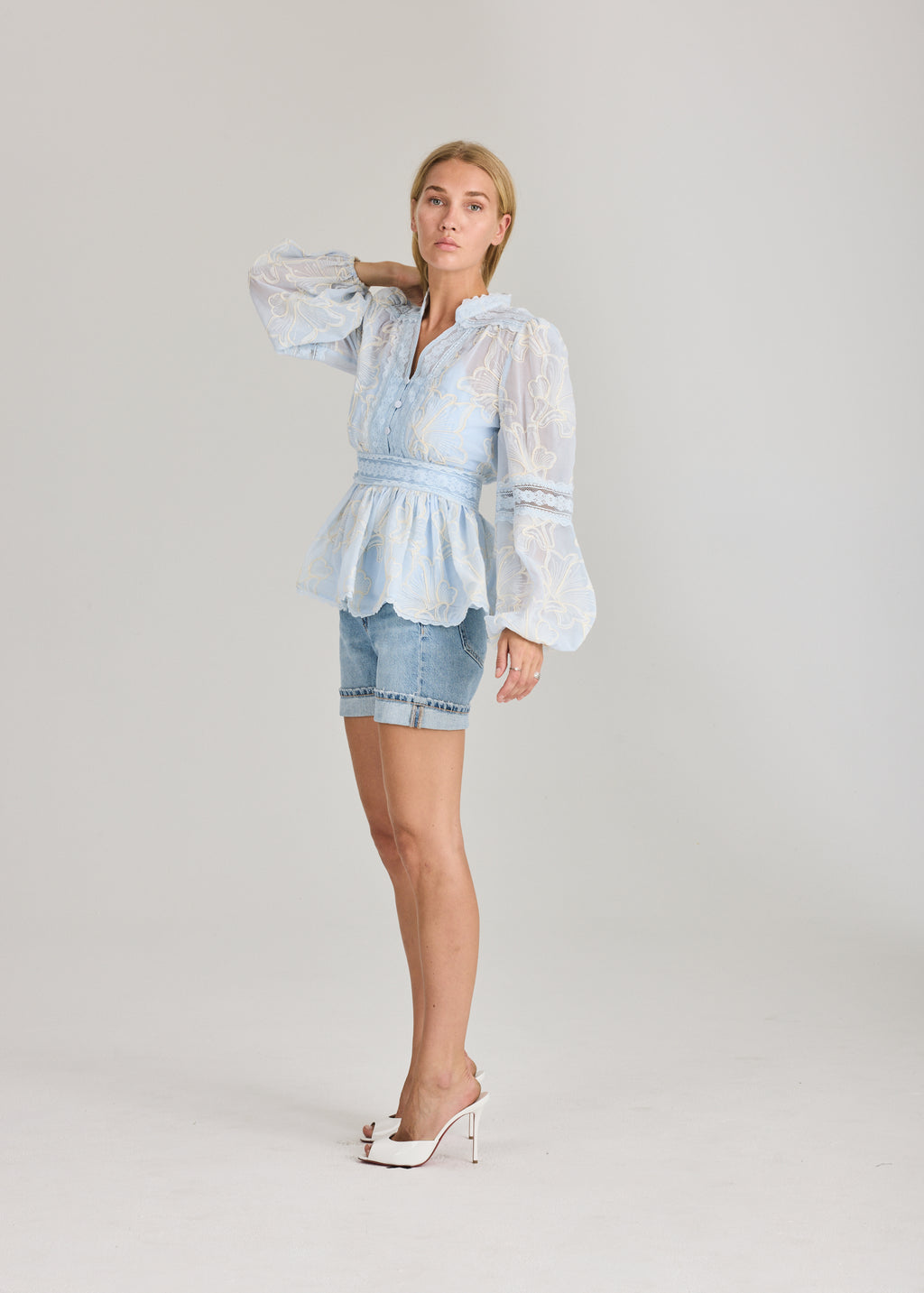 RAVNRAVN Aliah Needle Blouse Blouse Arctic Blue