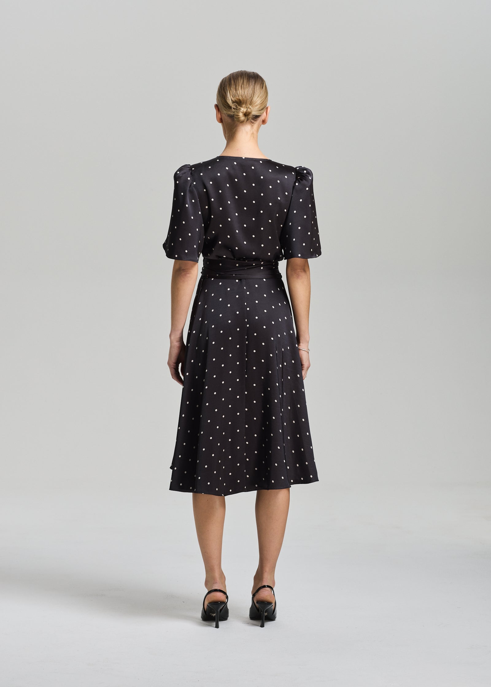 RAVNRAVN Florence wrap dress Dress Black Ivory Dots